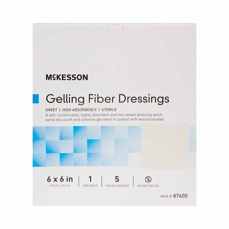 MCKESSON Absorbent Gelling Fiber Dressing, 6 x 6 Inch, 87600, 5PK 1138628_BX
